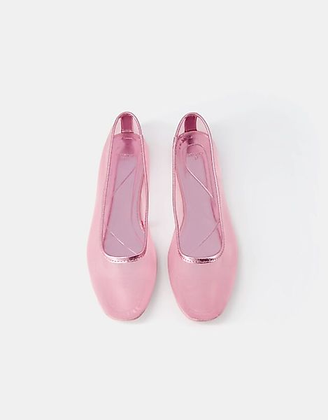Bershka Flache Ballerinas Aus Mesh Damen 36 Rosa günstig online kaufen