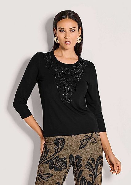 MADELEINE Langarmshirt Funkelndes Oberteil mit Ziersteinen Rundhals-Shirt m günstig online kaufen