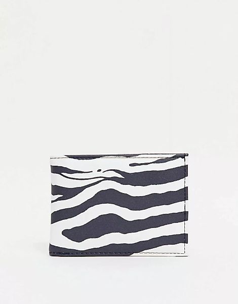 ASOS DESIGN – Aufklappbare Brieftasche für Kreditkarten mit Zebra-Print-Meh günstig online kaufen
