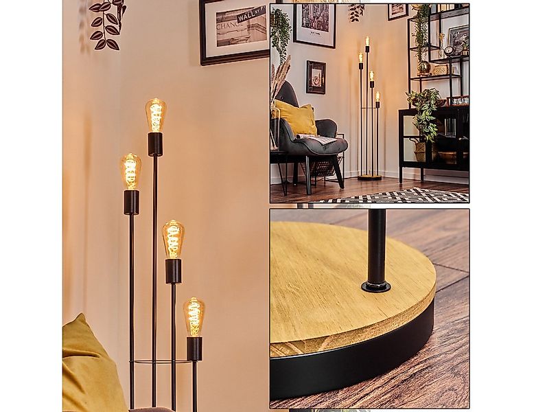 hofstein Stehlampe Stehlampe aus Metall/Holz in Schwarz/Holz hell mit Fußsc günstig online kaufen