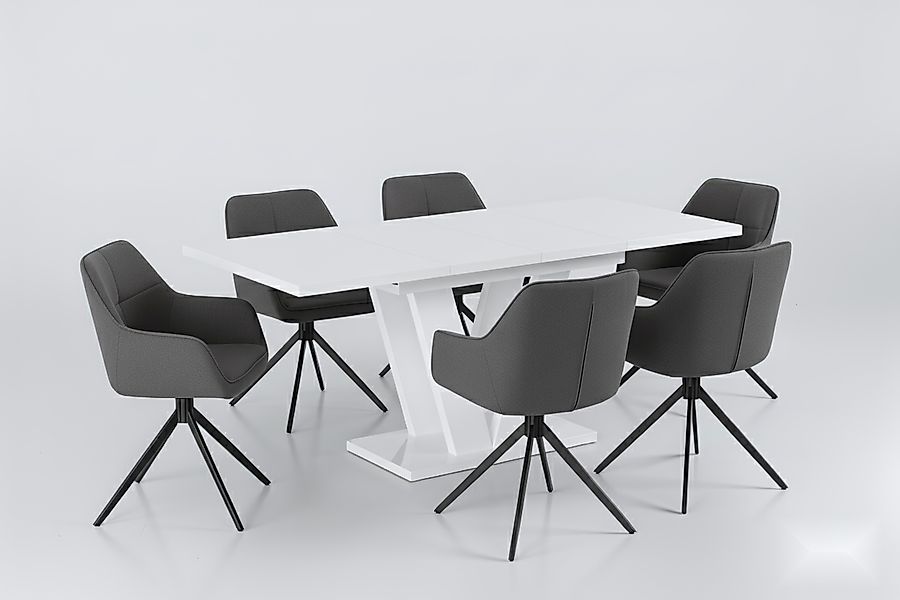 Endo-Moebel Essgruppe "Lara White" 130-210cm ausziehbar, günstig online kaufen
