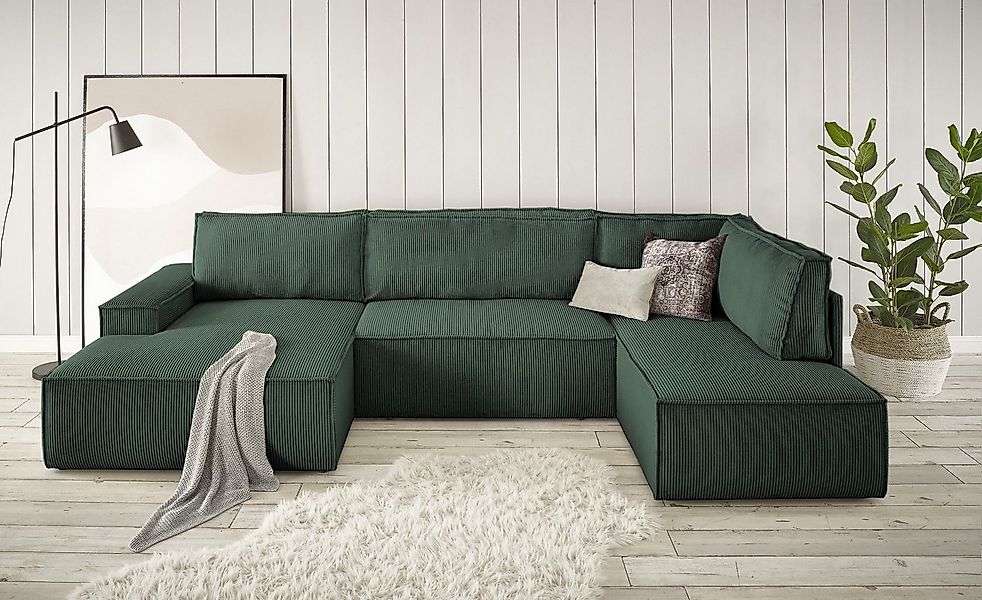 Home affaire Wohnlandschaft "SHERWOOD 329 cm, U-Form, Schlafsofa,", Schlaff günstig online kaufen