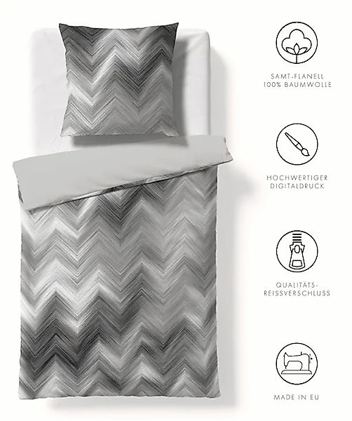 fleuresse Wendebettwäsche "Valencia" 3 Stk. tlg. kuschelweicher Flanell mit günstig online kaufen