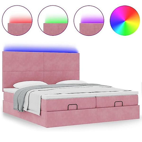 vidaXL Bett Ottoman-Bett mit Matratzen & LEDs Rosa 200x200 cm Samt günstig online kaufen