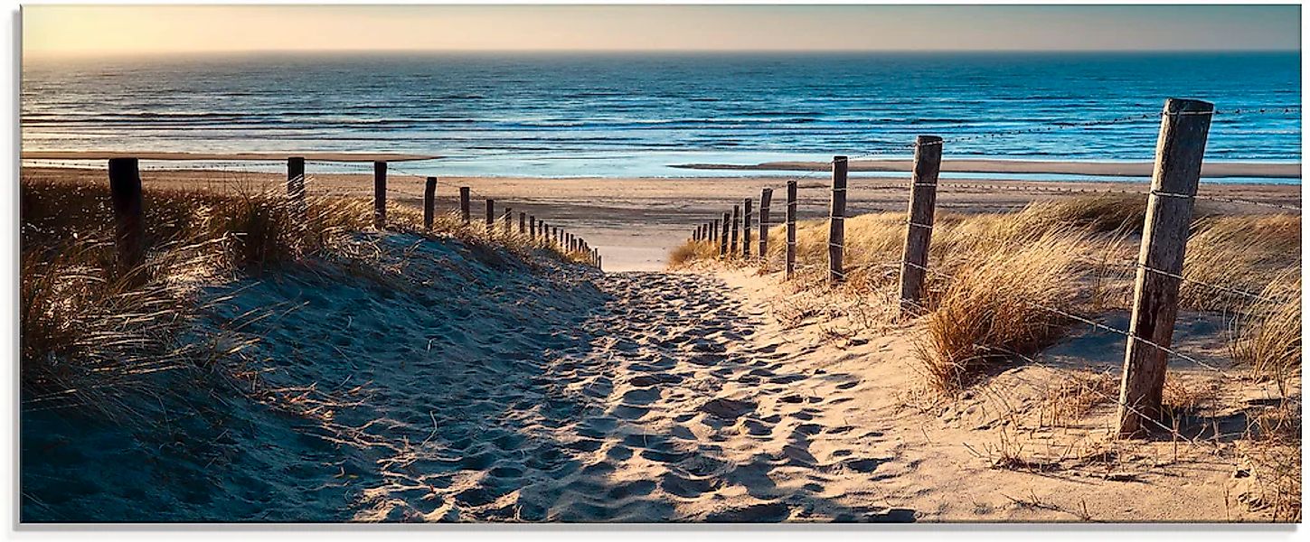 Artland Glasbild "Weg zum Nordseestrand Sonnenuntergang" Strand 1 Stk. tlg. günstig online kaufen