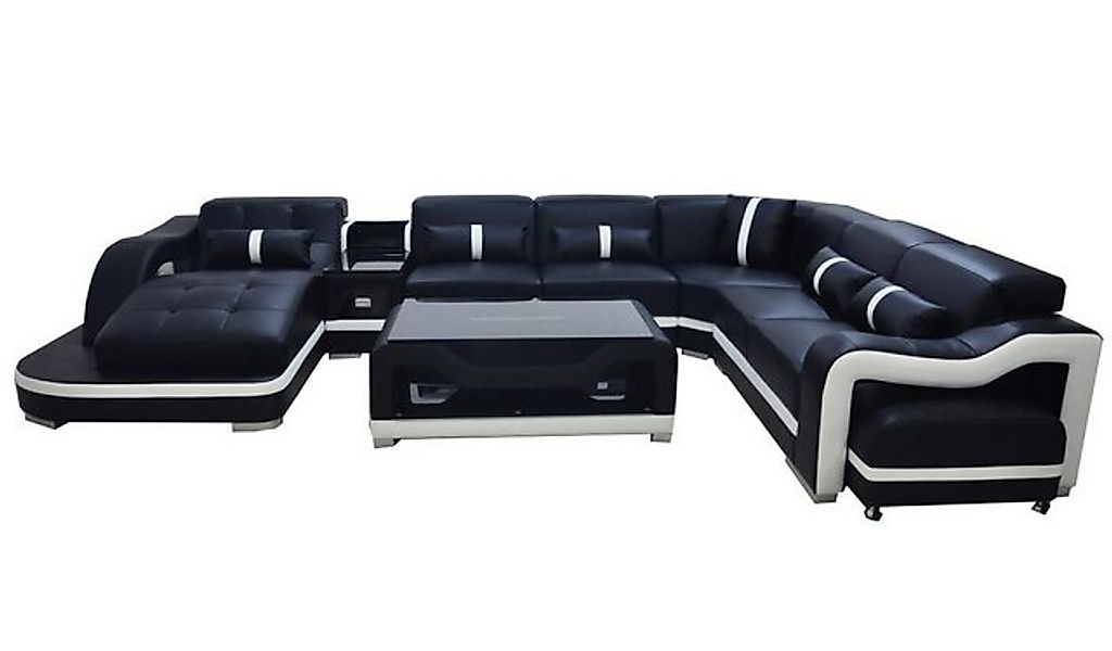 Xlmoebel Ecksofa Ecksofa aus Leder mit USB-Anschluss in U-Form, Hergestellt günstig online kaufen