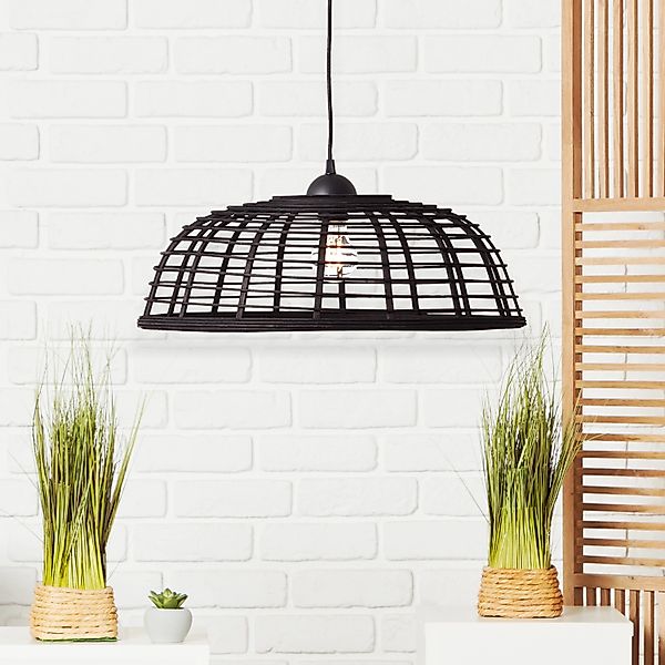 Brilliant Pendelleuchte Crosstown Ø 48 cm Holz dunkel und Schwarz günstig online kaufen