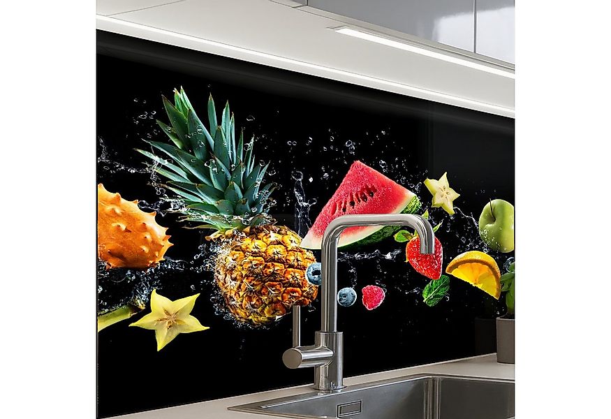 KitchenYeah Küchenrückwand selbstklebend Splash - Obst - Schwarz, (1-tlg), günstig online kaufen