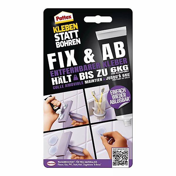 Pattex Montagekleber Kleben statt Bohren Fix & Ab 44 g Tube Transparent günstig online kaufen