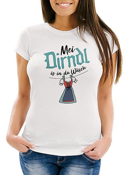 MoonWorks Print-Shirt Damen T-Shirt Mei Dirndl is in da Wäsch Slim Fit Moon günstig online kaufen
