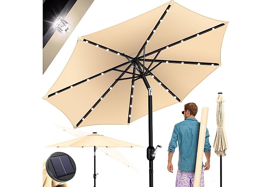 KESSER Sonnenschirm, Sonnenschirm Balkonschirm LED Solar mit Kurbel günstig online kaufen
