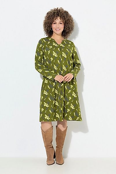 Ulla Popken Midikleid Jerseykleid Blüten A-Linie Tunika-Ausschnitt günstig online kaufen