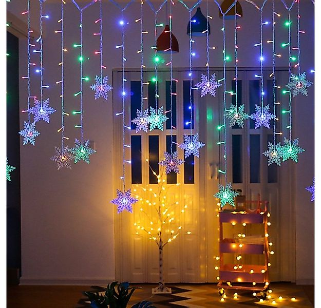 Rosnek LED-Lichterkette LED Lichtervorhang,Schneeflocke Märchen String Vorh günstig online kaufen