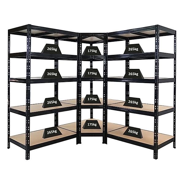 PROREGAL Mega Deal Tiger Black 1x Eckregal + 2X Schwerlastregal 180x90x60cm günstig online kaufen