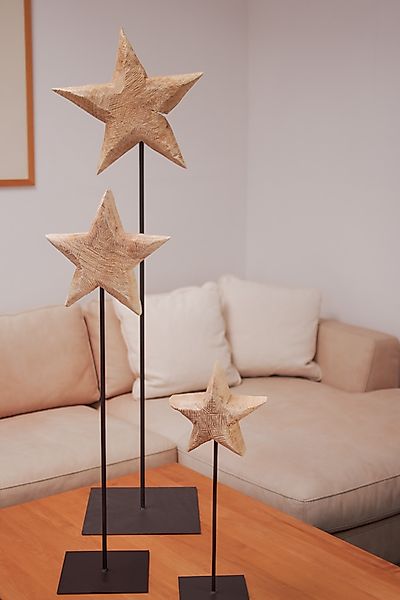 Holzstern auf Eisenständer Natur 130 cm günstig online kaufen