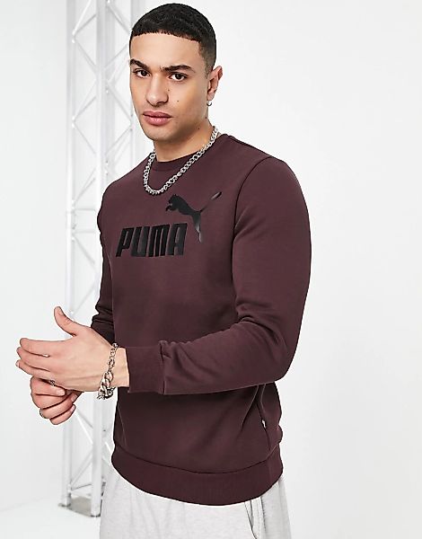 Puma – Essentials – Sweatshirt in Burgunderrot mit großem Logo günstig online kaufen