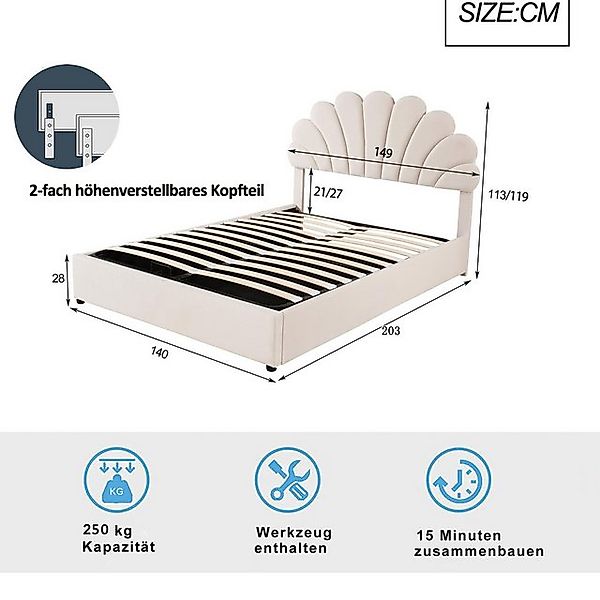 BlingBin Polsterbett Einzelbett Gästebett Bettrahmen mit blütenförmigem Kop günstig online kaufen