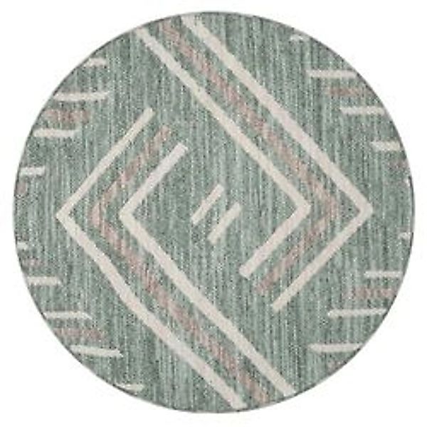 payé Teppich Linda 7590 Kurzflor Rund 160x160 cm Grün Geo-Muster günstig online kaufen