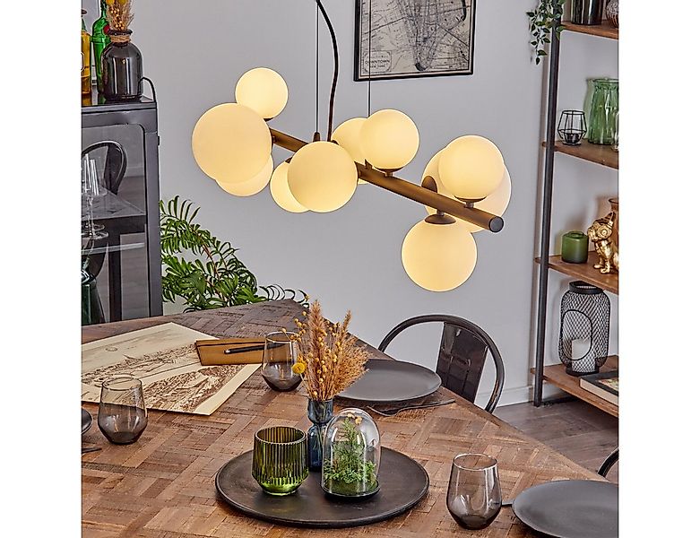 hofstein Pendelleuchte Hängelampe aus Metall/Glas in Schwarz/Weiß/Milchglas günstig online kaufen