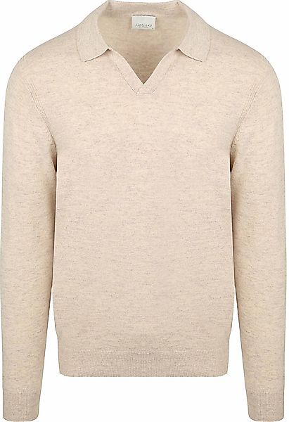 Profuomo Longsleeve Poloshirt Wool Blend Sand  - Größe M günstig online kaufen