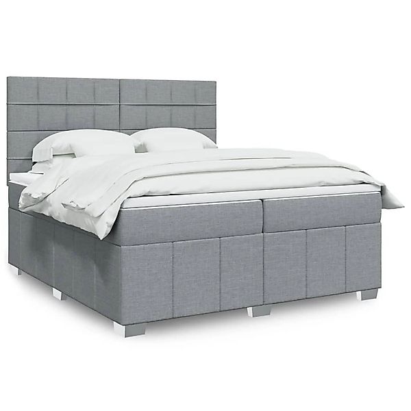 vidaXL Boxspringbett mit Matratze Hellgrau 200x200 cm Stoff 3294075 günstig online kaufen