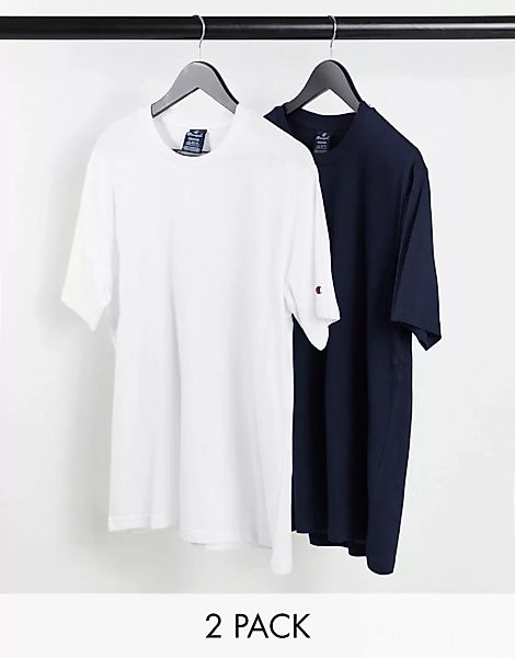 Champion – T-Shirts im 2er-Pack in Weiß und Navy günstig online kaufen