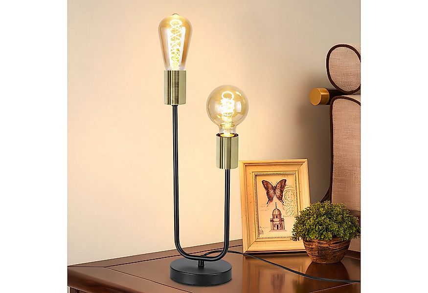 Nettlife Tischleuchte Vintage Schwarz E27 mit Kabel Metall Industrial Tisch günstig online kaufen