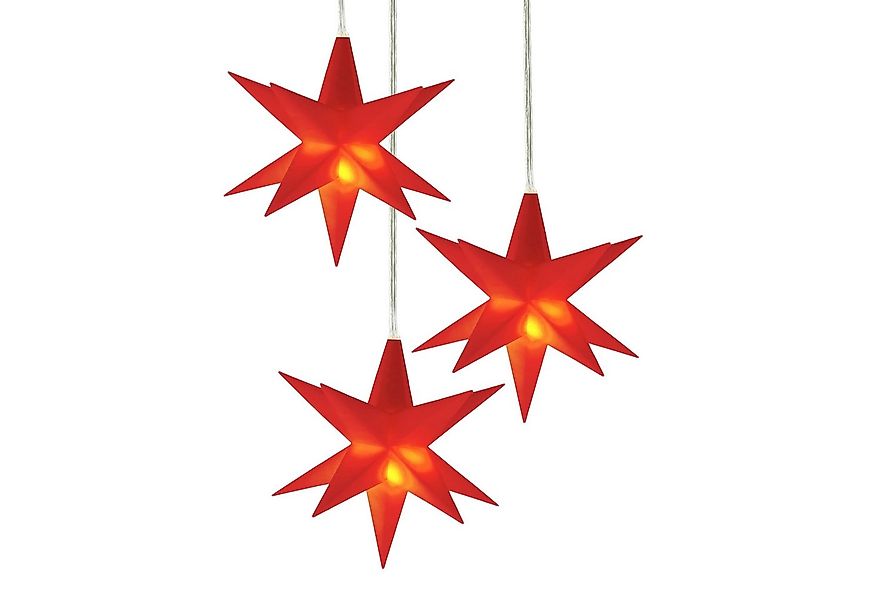 Spetebo Dekostern Weihnachts Leuchtstern 3D 12cm mit Timer - rot, 3 St., Fe günstig online kaufen