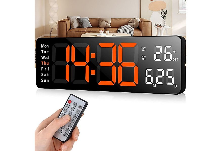 REDOM Wanduhr Elektronische Uhr mit Temperaturanzeige Fernbedienbare LED-Di günstig online kaufen
