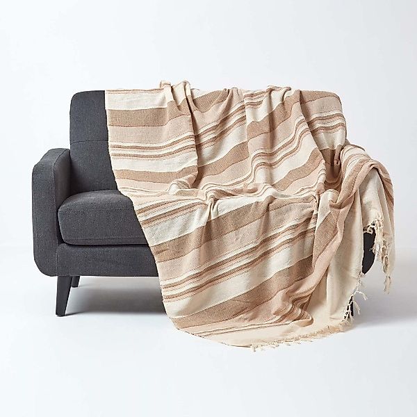 Plaid Tagesdecke Morocco beige gestreift, 150 günstig online kaufen