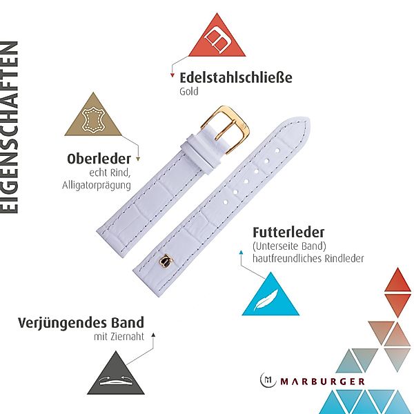 MARBURGER Uhrenarmband 18mm Leder Alligator Prägung günstig online kaufen