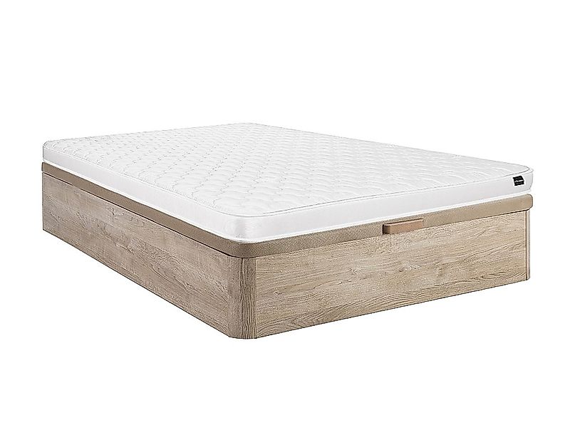 Set aus Bettgestell mit Bettkasten + Schaumstoffmatratze - 140 x 190 cm - S günstig online kaufen