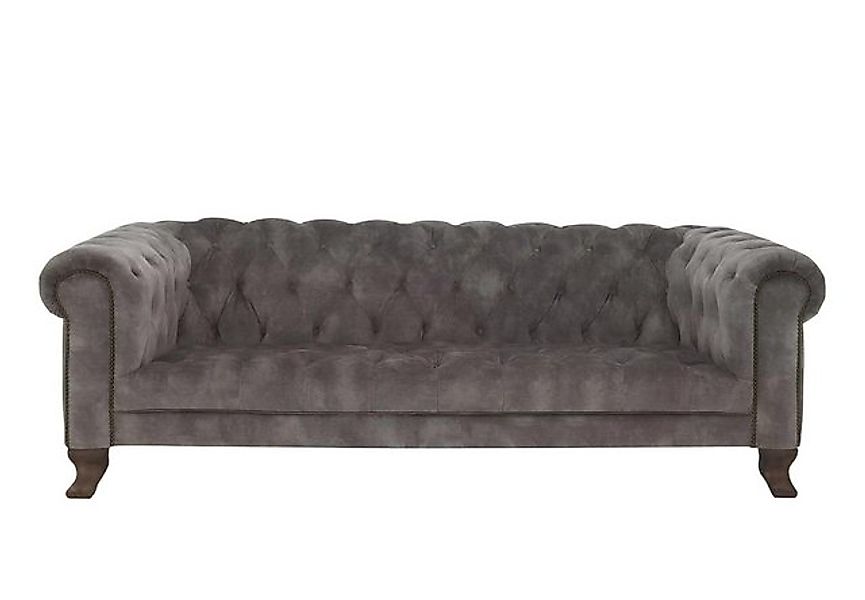 JVmoebel Chesterfield-Sofa Klassische Leder Couch - Graue Chesterfield Stof günstig online kaufen
