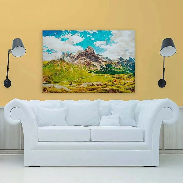 Bricoflor Wandbild Berge Alpen In Neonfarben Leinwandbild Mit Berglandschaf günstig online kaufen