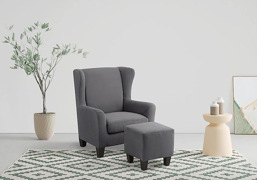 Home affaire Ohrensessel "Chilly, Sessel mit Hocker" Set, bestehend aus Ses günstig online kaufen