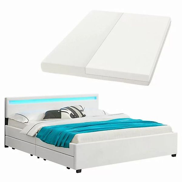 Juskys Polsterbett Lyon mit Matratze, 180x200 cm, ausziehbare Bettkästen, L günstig online kaufen