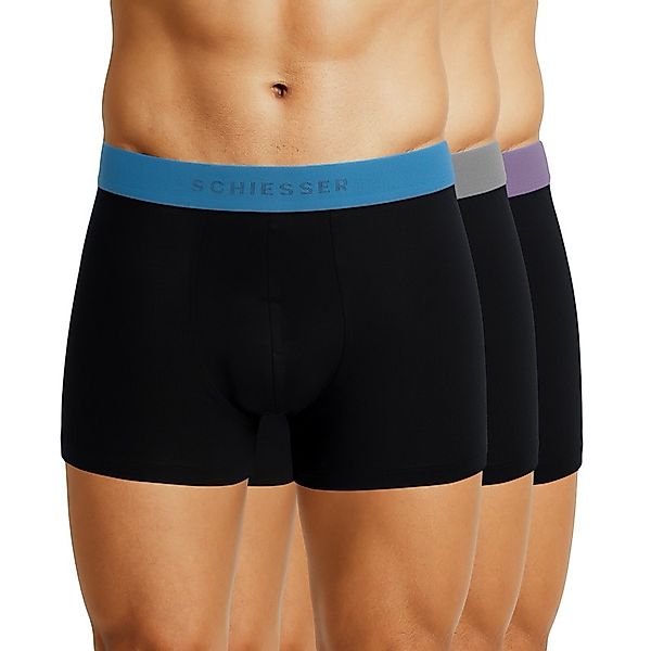 Schiesser 3-er Set Trunks Schwarz mit verschiedenfarbigem Webbund günstig online kaufen