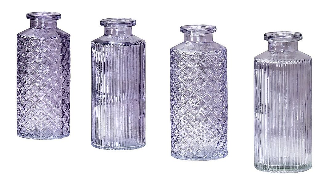 Levandeo® Dekovase, 4er Set Vase Lila H13cm Glas Blumenvase Tischdeko Frühl günstig online kaufen