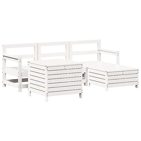 vidaXL 5-Tlg Garten-Sofagarnitur Weiß Massivholz Kiefer 3250505 günstig online kaufen