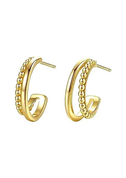 Hey Happiness Paar Ohrstecker Kugeln, Silber Creolen doppelt 18K Vergoldet, günstig online kaufen