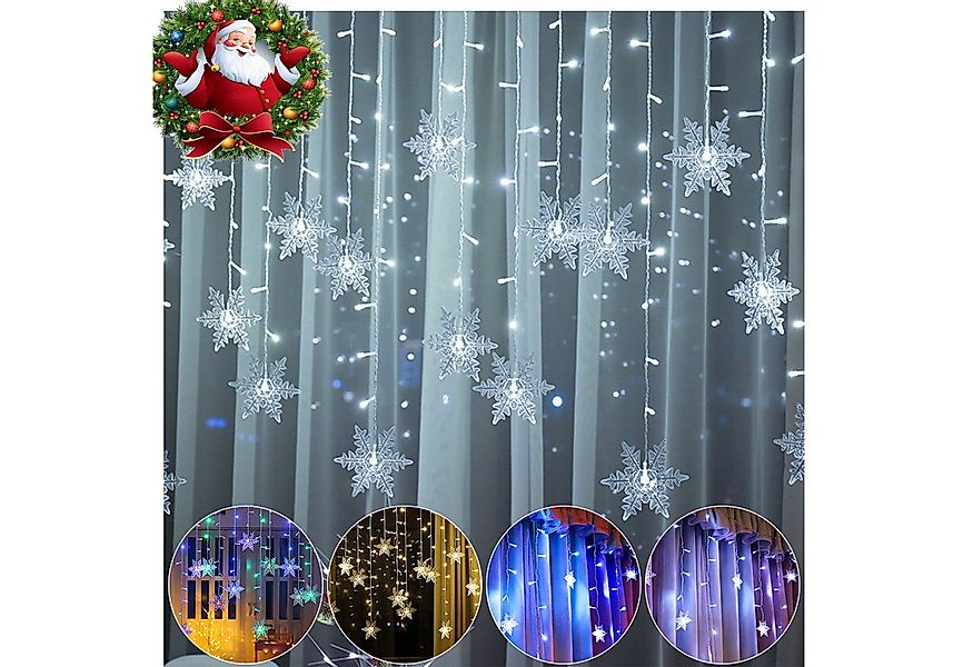 Rosnek LED-Lichtervorhang 12cm Schneeflocke Weihnachtsbeleuchtung, 8 Modi, günstig online kaufen