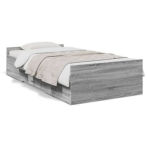 vidaXL Bettgestell, Bettrahmen mit Schubladen Grau Sonoma 75x190 cm Holzwer günstig online kaufen