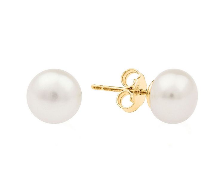 Gaura Pearls Paar Ohrstecker Perlenohrstecker weiß 8.5-9 mm, Button, echte günstig online kaufen