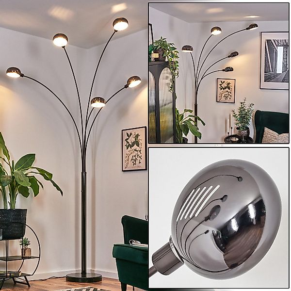 hofstein Stehlampe Stehlampe Metall in Schwarz/Chrom-/Rauch/Weiß günstig online kaufen