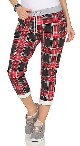 CLEO STYLE Jogginghose Damen Jogginghose 2581 36-40 Rot Schwarz Karo günstig online kaufen