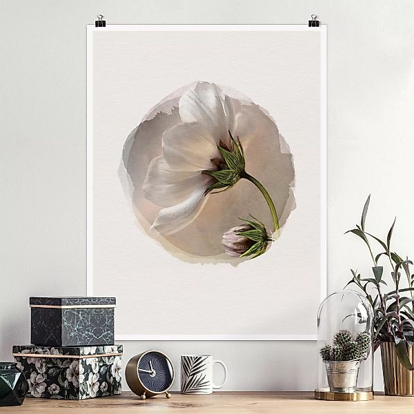 Poster Blumen - Hochformat Wasserfarben - Himmlischer Blütentraum günstig online kaufen