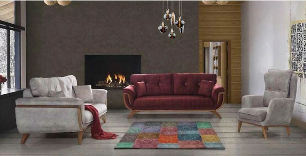 JVmoebel Sofa Moderne Couchgarnitur 3+3+1 Sitzer Luxus Sofas Set Polster Mö günstig online kaufen