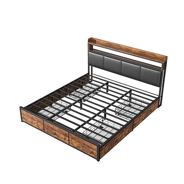Furnishings Home Stauraumbett Polsterbett Metallbett Holzbett inkl. LED + N günstig online kaufen