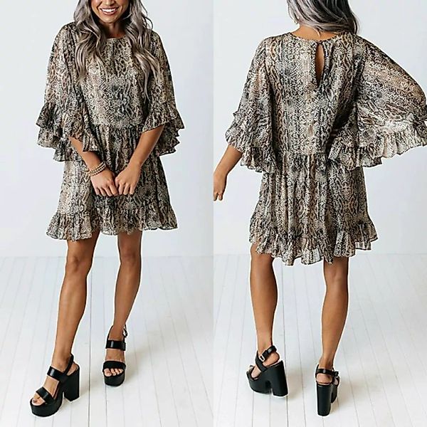 RUZU UG Dirndl Kleid für Damen mit modisch bedruckten Rüschenärmeln und gro günstig online kaufen