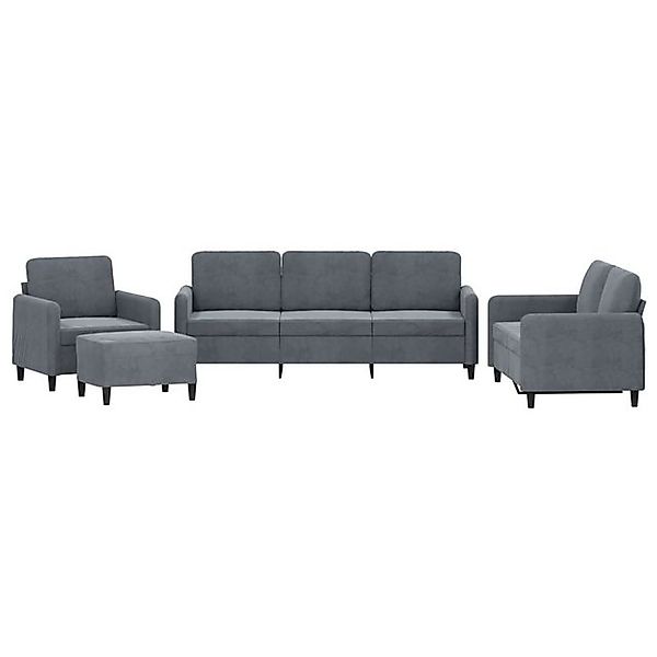 vidaXL Sofa, 4-tlg. Sofagarnitur Dunkelgrau Samt günstig online kaufen